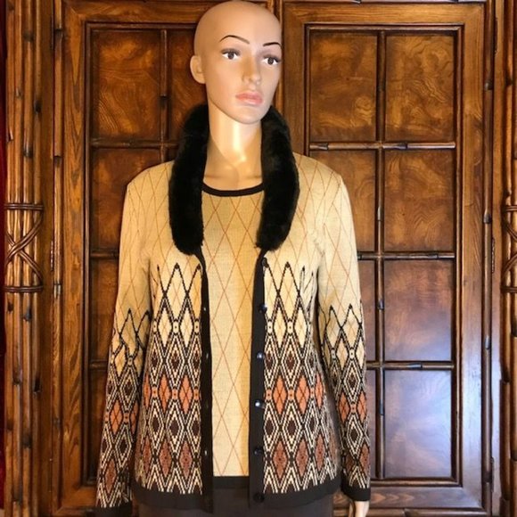 NWOT Kasper Argyle Sweater Knit Tank - Picture 5 of 7